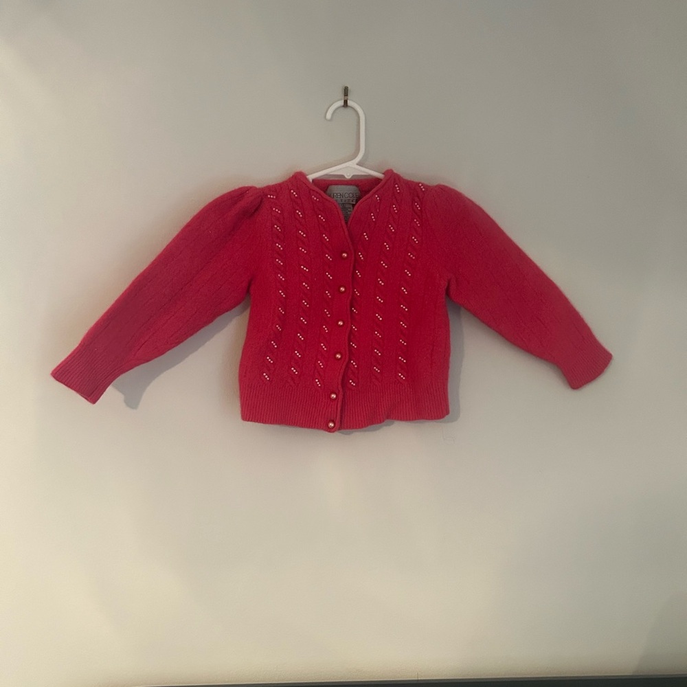 Lauren Cole vintage lambswool kids pink Cardigan Sweater